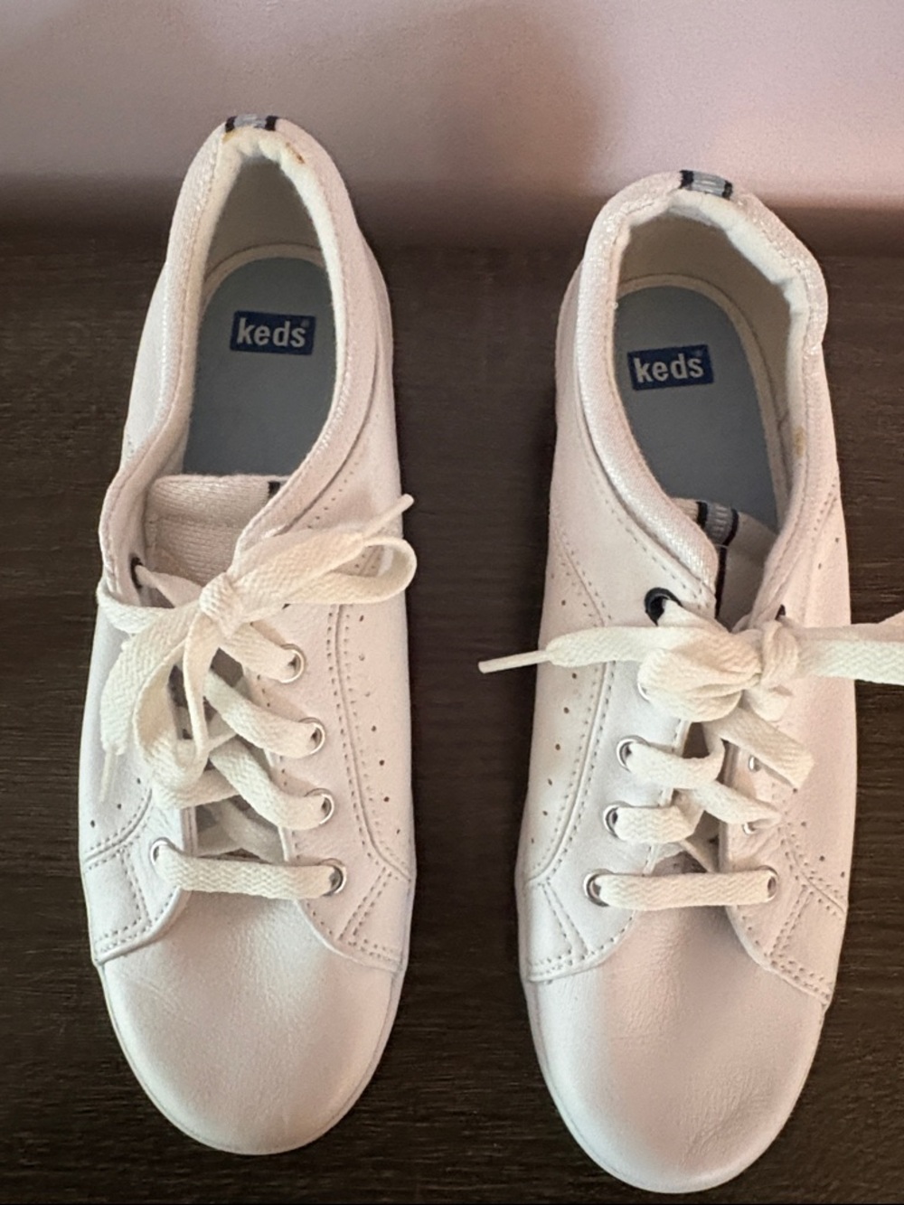 Keds White Lace-Up Leather Sneakers